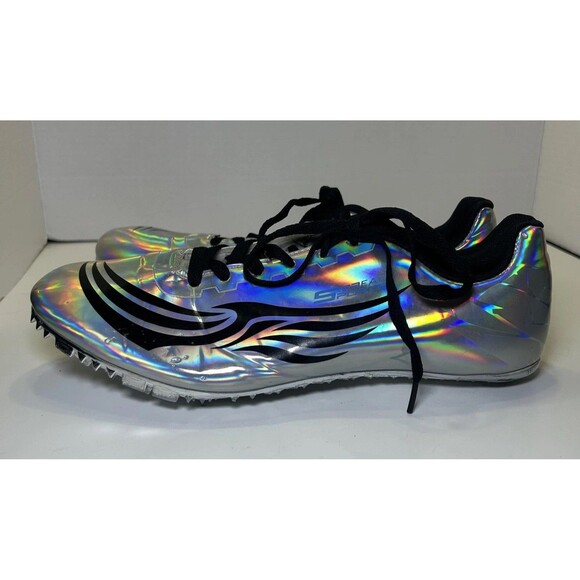 Thestron Track Spikes Shoes Men's Size 11 Silver Holographic Sprint Racing NWOB - Picture 10 of 13